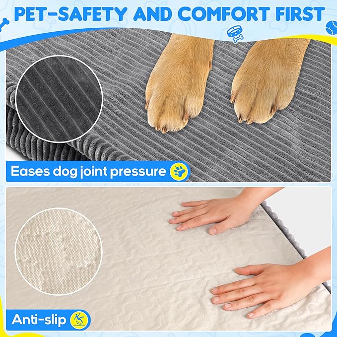 Loiion Thickened 4 in Orthopedic Dog Car Bed, Non-Slip Backseat Pet Mat, Removable Washable for SUVs/Sedans/Trucks, Plush Comfort for Large/Senior Dogs, Easy Clean (Dark Gray, 56" L×28.7" W×4" H)