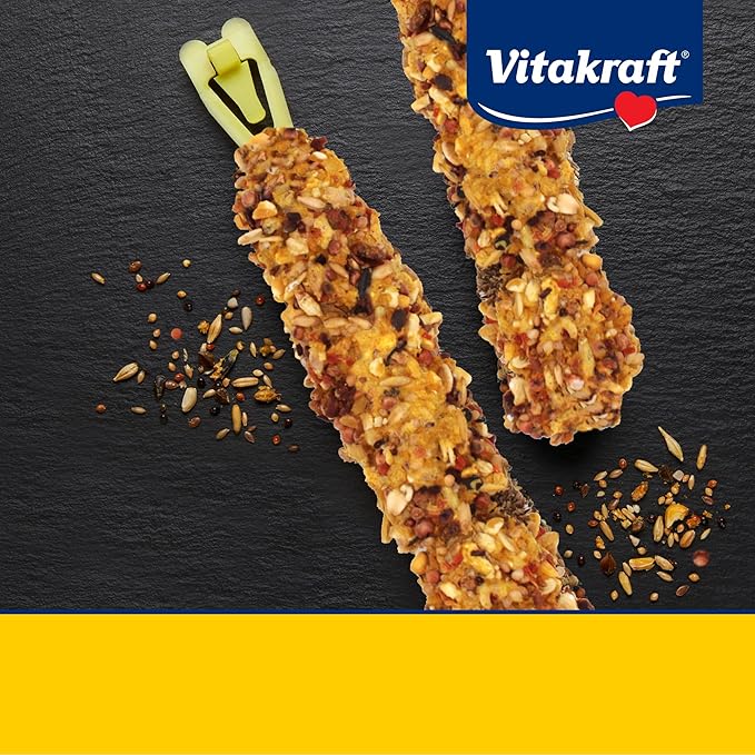 Vitakraft Crunch Sticks Cockatiel Treat Apple and Honey Flavor – 2 Sticks - Triple Baked for Extra Crunch – Natural Wood Chew Center with Cage Clip – Fortified with Vitamins and Minerals