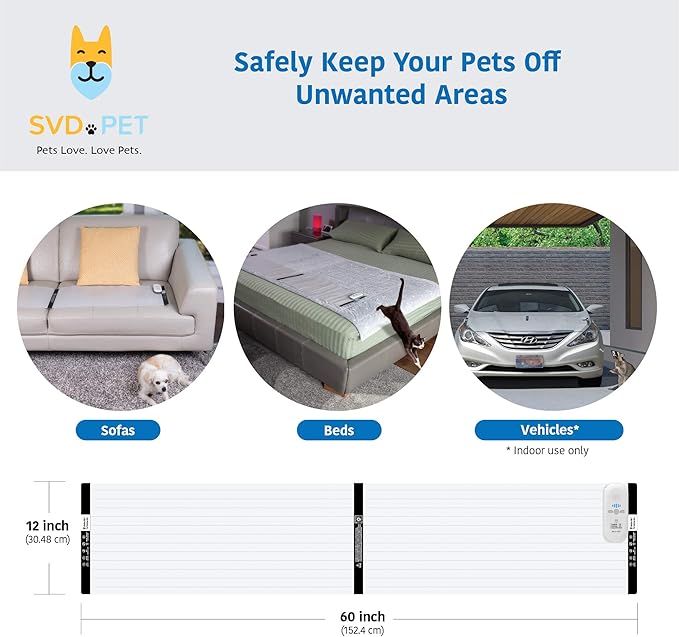 SVD.PET Pet Training Mat [2-PACK], 60"X12" + 30"x16", Electronic Repellent Mat for Dogs & Cats, 3 Training Modes, 5 Levels, Auto Power Off, Keep Dog Off Couch