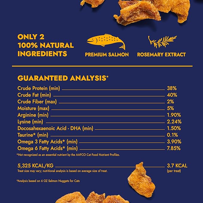Finfare Freeze Dried Salmon Nuggets, Grain Free Salmon Cat Treats, High Protein & Omega-3s to Support Skin, Coat & Wellness, Crafted in USA, 6oz