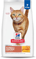 Hill's Science Diet Hairball Control Light Adult 1-6 Dry Cat Food, Chicken Recipe, 7 lb. Bag