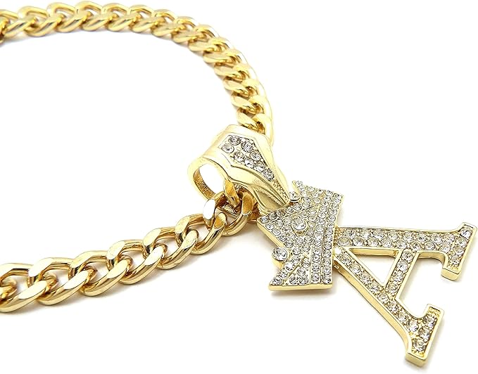 Initial Letter Cuban Chain Dog Chain Pet Chain Pet, Cat, Puppy Chain (24", A)