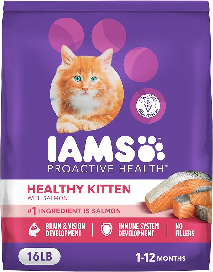 IAMS Proactive Health Healthy Kitten Dry Cat Food Salmon Recipe, 16 lb. Bag