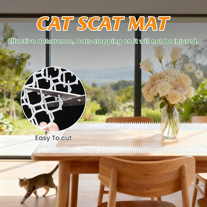 Clear Scat Mats for Cats 16 x 13 Inch, 12 Pack Transparent Cat Spike Mat with 1 Inch Spikes, Indoor Outdoor Cat Deterrent Mats to Keep Cats Off Couch, Bed, Counter & Garden