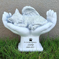 Personalized Memorial Cat Angel Tribute Statue Resting in Peace in God's Hands, Cat Passing Away Gifts, Pet Loss Gift for Cat Grave Marker Stone -Customizable Name and Date