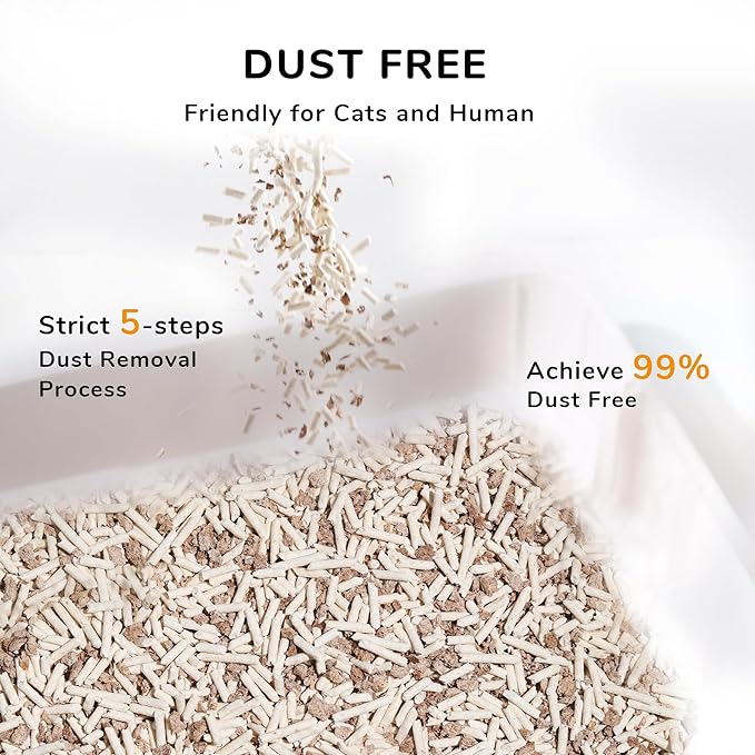 FUKUMARU Tofu Cat Litter, 12 LBS Clumping Cat Litter, Dust Free, Natural, Unscented, Flushable, Lightweight, Low Tracking, Mixed Apple Wood, 24/7 Odor Control, 6 lb x 2 Bags