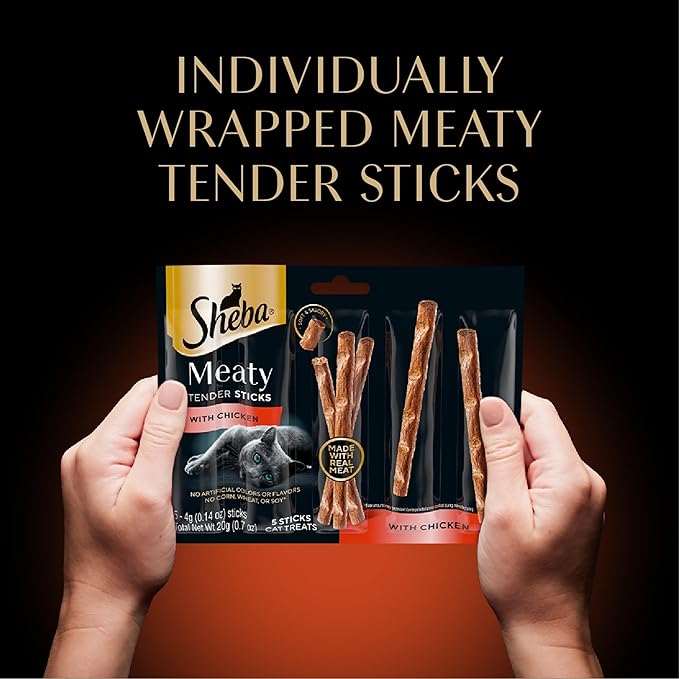 Sheba Meaty Tender Sticks Cat Treats Chicken, Tuna Flavor, or Salmon Flavor, 0.14 oz., 70 Count