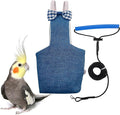 VANFAVORI Bird Diaper Harness Flight Suit Clothes with 80 Inch Flying Leash Rope for Parrots Conure Cockatiel Pet Birds Weight 80-105 Grams, M Size Denim, Including A Cotton Pad