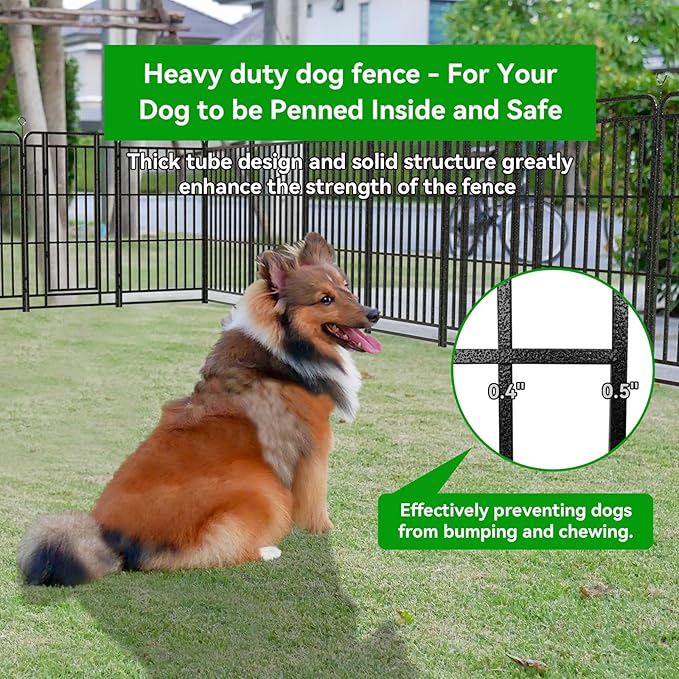 Heavy Duty Dog Playpen: 12 Steel Panels 47" Height, Square Steel Pipe with Reinforced Crossbars, 27FT 57 Sq.ft Portable Fence for Yard RV Camping, Snowy Black