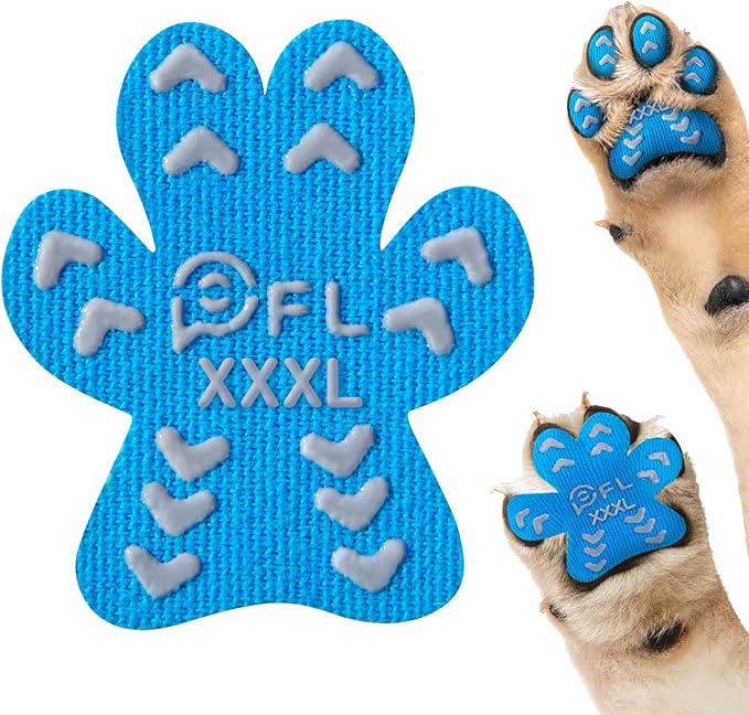 Anti-Slip Dog Paw Protector Pads for Senior Dogs, Dog Paw Blue Stickers with Strong Traction on Hardwood Floor, Dog Essentials,12sets(48pcs) XXXL(80+lbs)