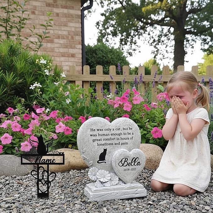 Custom Cat Grave Marker Outdoor, Personalized Metal Cat Memorial Grave Stake with Name and Date, Outdoor Waterrproof Cats Memorial Plaque