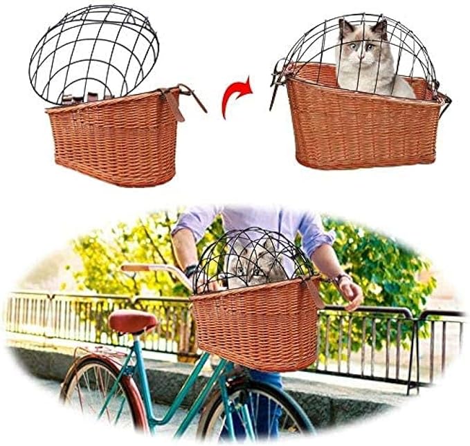 DIE Bicycle Basket for Pets, Bicycle Basket for Dogs, Bicycle Carrier, Bicycle Basket Rear Or Bicycle Basket Front, Handmade Cage and Mounting Bracket for Cat Dogs Up to 25 Kg.,Constructive23
