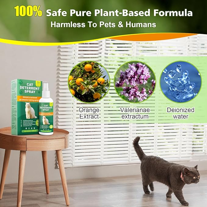 Cat Deterrent Spray - Natural & EffectiveIndoor & Outdoor Deterrent for FurnitureProtection, Stop Cat Destruction Anti-ScratchFormula Training Aid for Cats