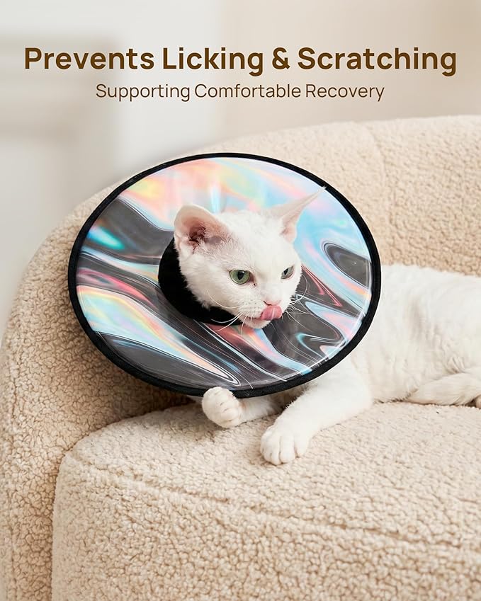 Soft Cat Cone Collar, Adjustable Cat Recovery Collar, After Surgery to Stop Licking, Waterproof & Easy to Clean, Lightweight Elizabethan Collar for Cats and Small Dogs (Stellar Wanderer, M)