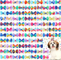 Tondiamo 100 Pack Tie Dye Dog Hair Bows for Dogs Spring Dog Hair Bows with Rubber Bands Puppy Rhinestone Grooming Dog Hair Accessories for Small Girl Dogs