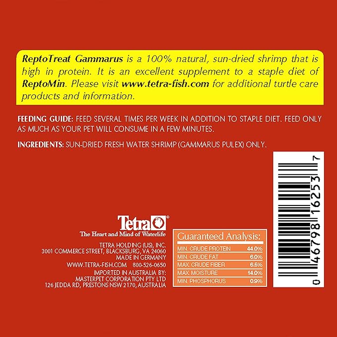 Tetra ReptoTreat Gammarus 0.35 Ounce, Shrimp Treat for Aquatic Turtles, Newts and Frogs,100% Shrimp (Pack of 3)