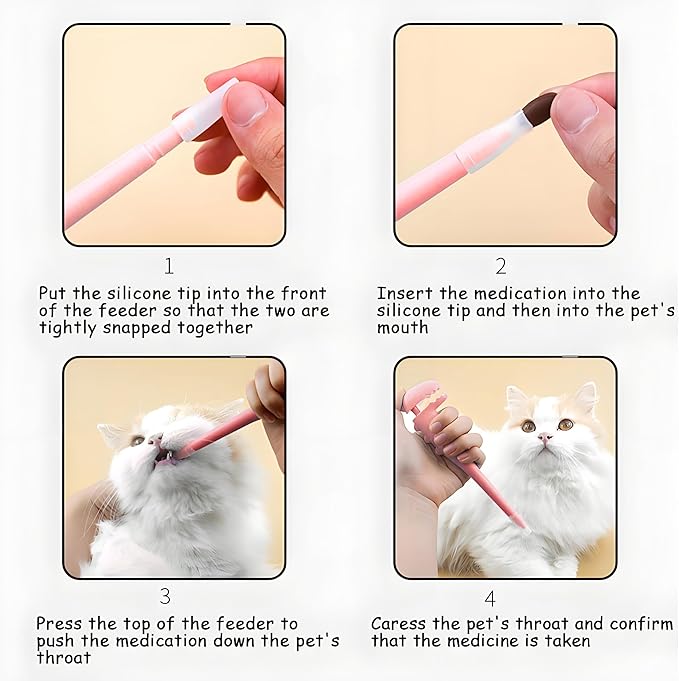 Pet Pill Dispenser, Pet Piller Gun Oral Tablet Capsule,Silicone Syringes for Cats, Dogs and Small Animals (Pink-Pusher+Syringe)