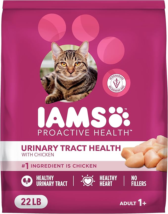 IAMS Proactive Health Dry Cat Food, Urinary Tract Health, Adult Cat Food Dry Recipe with Chicken, 22 lb. Bag