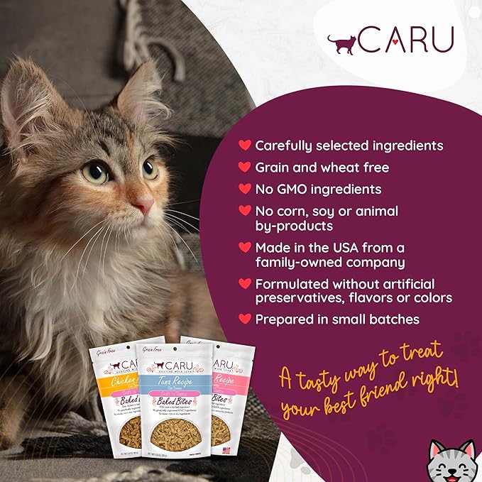 Caru - Soft ‘n Tasty Baked Bites - Variety Pack - Tuna, Chicken and Salmon - Flavorful All-Natural Treats -3 Pack