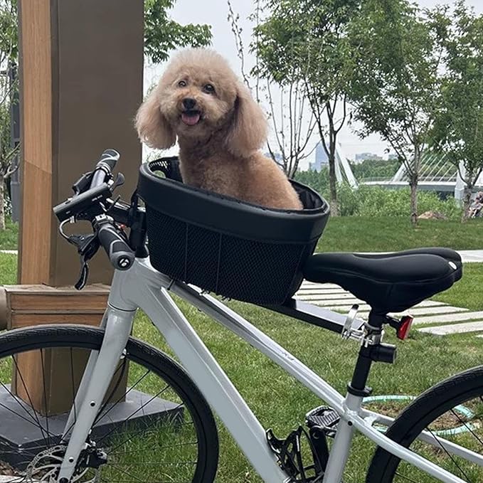 Bikes Pet Basket - Detachable Bicycles Carrier, Waterproof Foldable Pet Basket | Multipurpose Cycling Basket Small Pets, Removable Dog Carrier with Mesh Cover, Secure Bikes Bag for Shopping, Camping