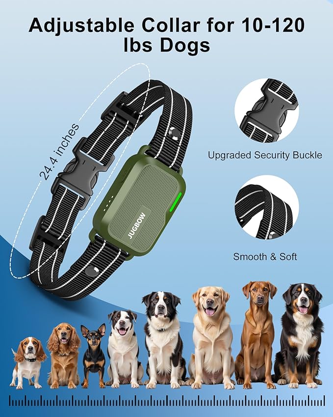 Jugbow Dog Shock Collar - 4200FT Dog Training Collar with Remote, IPX8 Waterproof Electric Dog Collar with 4 Training Modes, Security Lock, Rechargeable eCollar for 10-120lbs Dogs(Green 2 Pack)
