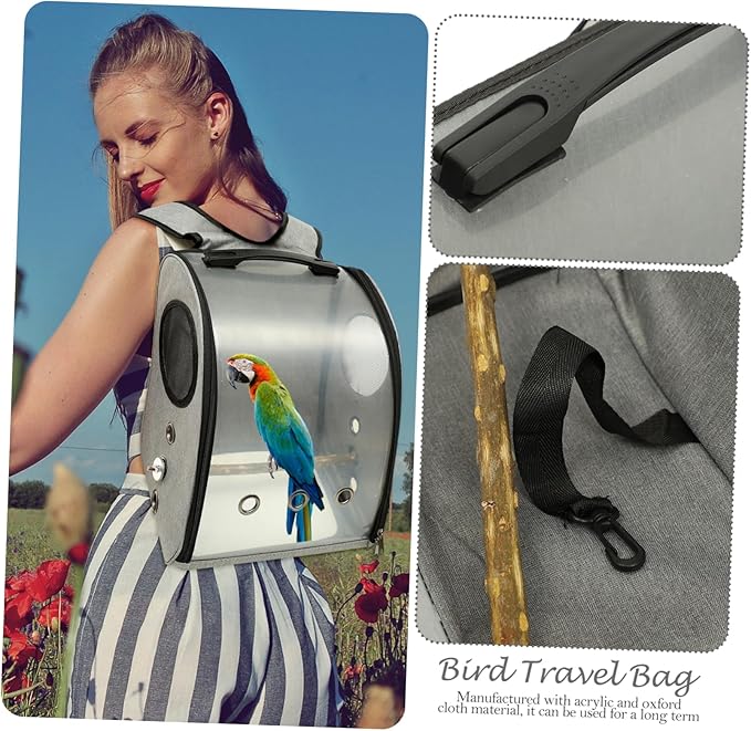 Hemoton Bird Carrier Backpack with Detachable Stand Breathable Parrot Travel Cage for Outdoor Adventures Shoulder Straps and Visible Window Lightweight Pet Carrier Bag for Hiking and
