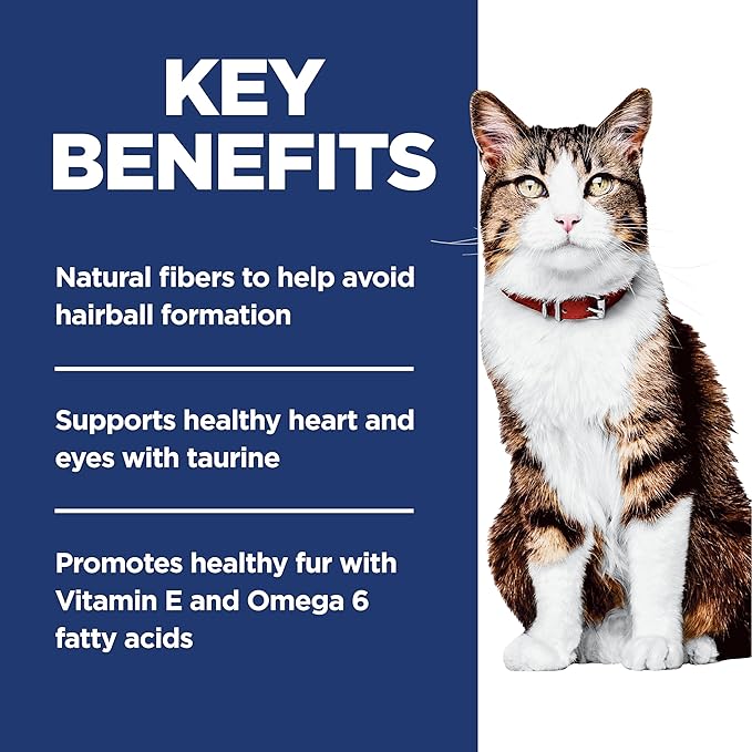 Hill's Science Diet Hairball Control, Adult 1-6, Hairball Control Support, Dry Cat Food, Chicken Recipe, 7 lb Bag
