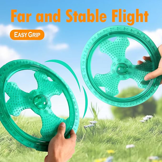 Dog Flying Disc, Outdoor Dog Toys, Dog Fetch Toy, Dog Toy for Medium Dogs and Large Dogs, Lightweight Soft Frisbee for Fetch, Tug of War, Catch, Play, 9 inch, Green