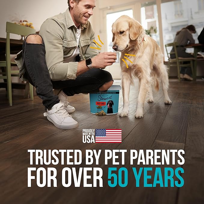 Stewart 100% Beef Liver Dog Treats, 14 oz Tub, ~315 Pieces, Freeze Dried Raw, Single Ingredient, 50% Protein Training Treats or Meal Topper, Grain Free, Gluten Free