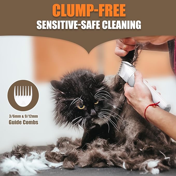 Cat Grooming Clippers Kit with Paw Trimmer, 3 in 1 Electric Pet Hair Trimmer Supplies for Thick Matted Hair, Heavy Coat Butt Shaver Cat Razor Fur Trimmer for Dogs at Home (White)