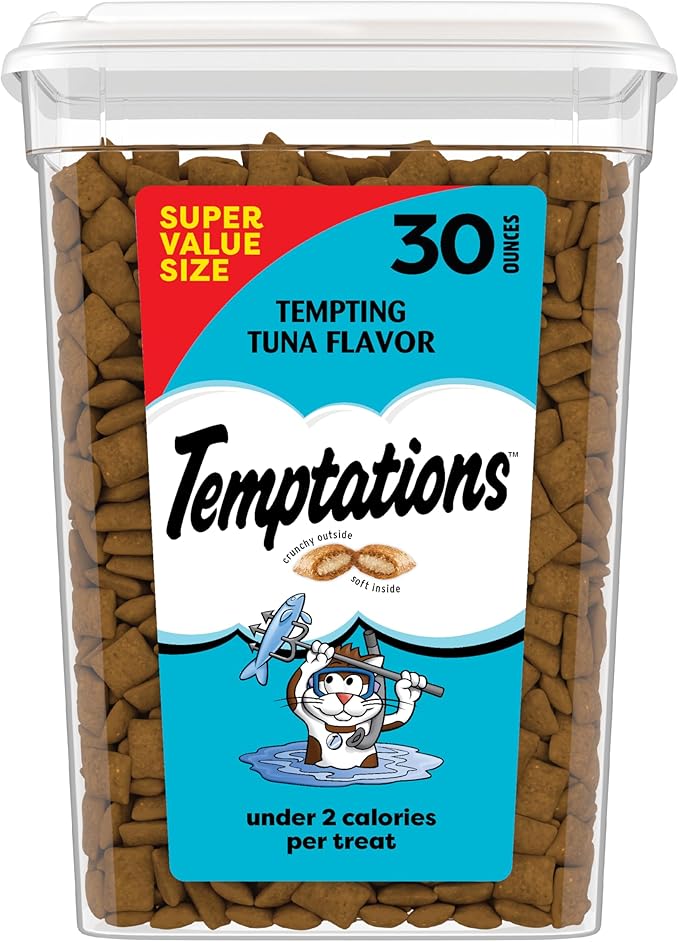 Temptations Cat Treats Classic Crunchy and Soft Cat Treats, Tempting Tuna Flavor, 30 oz. Tub