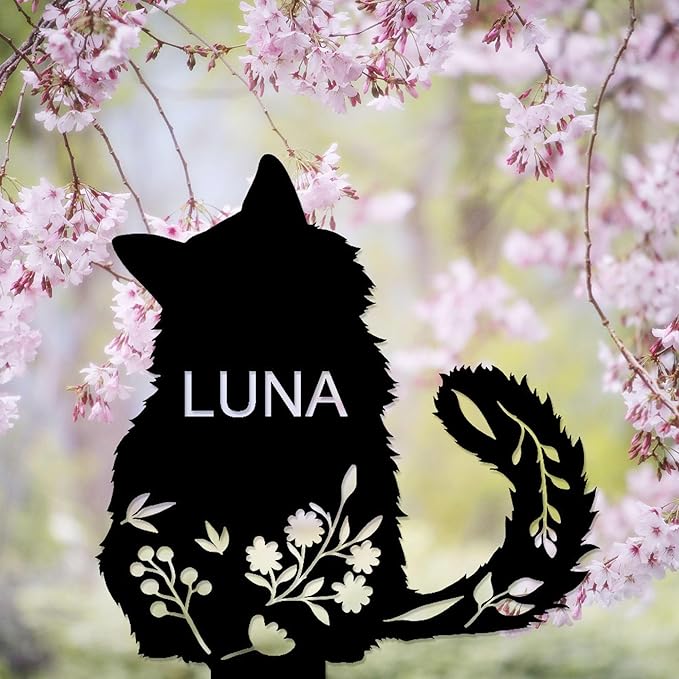 Personalized Cat Memorial Stake, Cat Grave Marker, in Memorial of Cat, Cat Loss Gift, Cat Name Sign Pet Sympathy Gift Cat