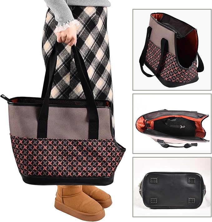 Dog Purse Carrier for Small Dogs, Soft-Sided Tote Bags with Pocket Dog Travel Supplies Portable Dog Sling with Anti-Slip Bottom