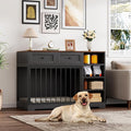 GAOMON 47 Inch Large Dog Crate, Dog Kennel Indoor with 2 Drawers and 4 Shelves, Dog Crate Furniture TV Stand, Wooden Dog Cage for Medium Large Dogs, Decorative Pet House, Black
