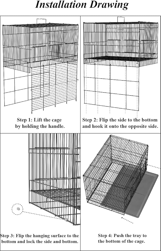 20" Stackable Flight Bird Cage, Designed for Parakeets & Multiple Bird Species, with Slide-Out Tray & Convenient Handle, for Cockatiels, Conures, Lovebirds, Canaries, & More, White Aviary（2PCS）