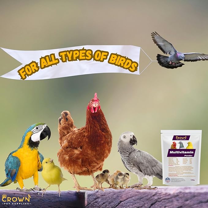 Complete Bird Multivitamin Supplement – All-in-One Formula with Essential Vitamins for Parrots, Canaries, Finches, Chickens, Ducks, Pigeons, and Poultry