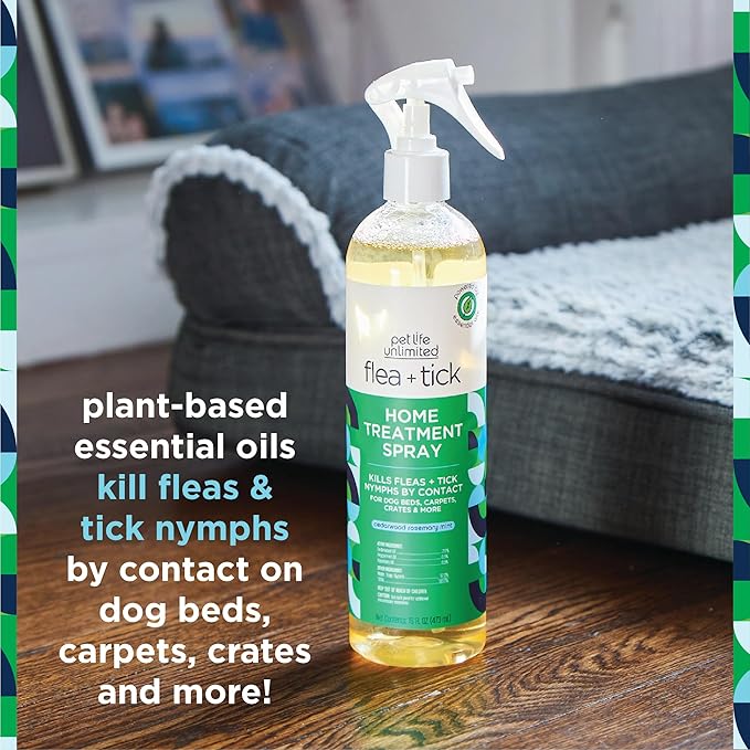 Pet Life Unlimited Natural Flea & Tick 3-Step Kit for Dogs, Plant-Based Prevention and Treatment, Includes Dog Spray, Home Spray & Shampoo, Kill & Repel Fleas, Ticks & Eggs, Soothes Skin