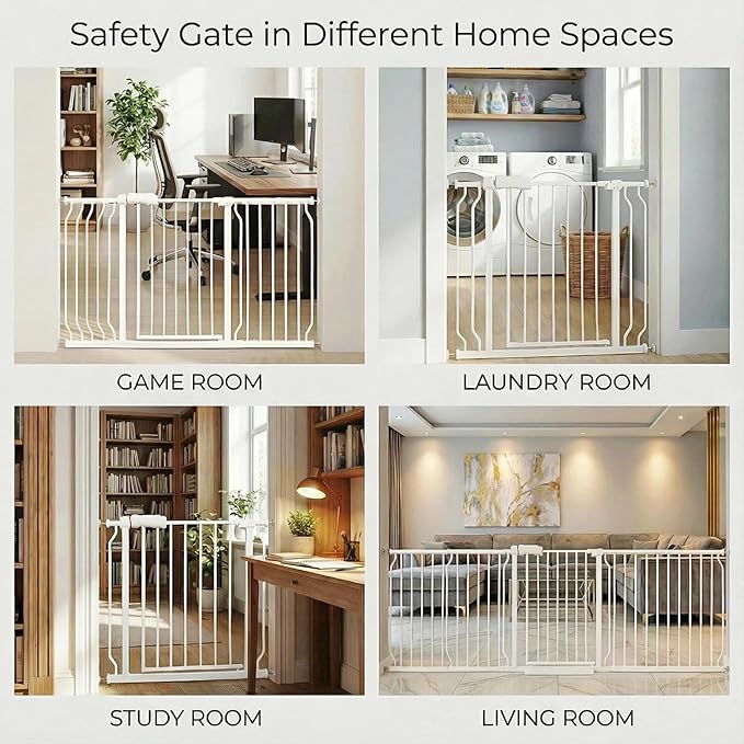 Extra Wide 76.4-81 Inch Large Baby Gates for Stairs, Doorways - No Drilling, Pressure Mounted Pet Gates for Kids & Dogs