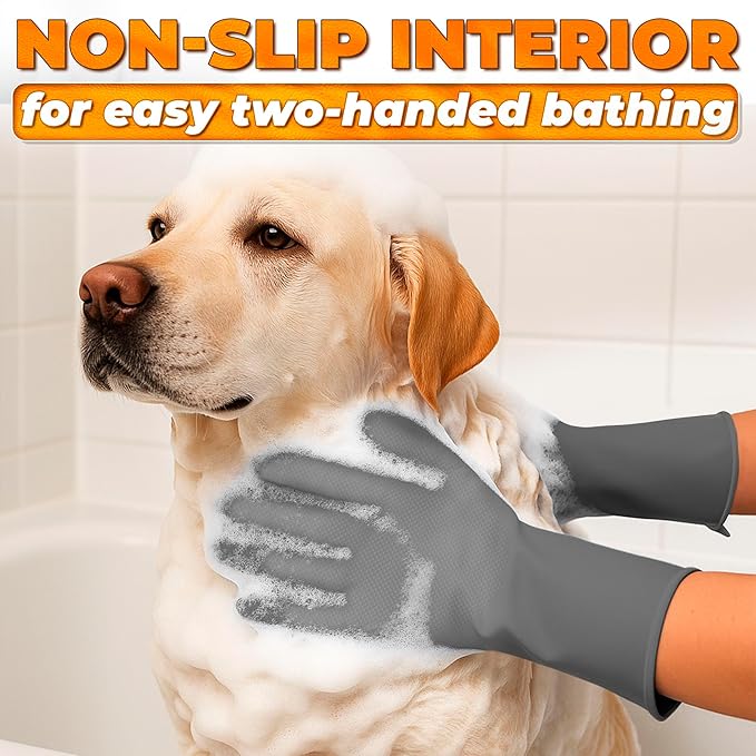 ALPENKOK Silicone Dish Gloves with Scrubbers – Thick Tear-Resistant Dishwashing Gloves – Long-Lasting | Household Use