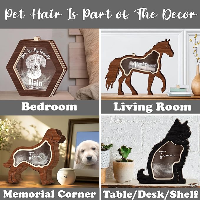 Personalized German Shepherd Ashes Keepsake Box Wooden Pet Fur Gifts Unique Dog Shape Standable Table Decor Memorial Display Box for Small Urns Idea Gift Pet Lover Family Friend Storing Hair Teeth