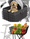 Dog Bike Basket for Rear Rack - 2-in-1 Pet Carrier & Cargo Basket & Rear Bike Rack with Basket