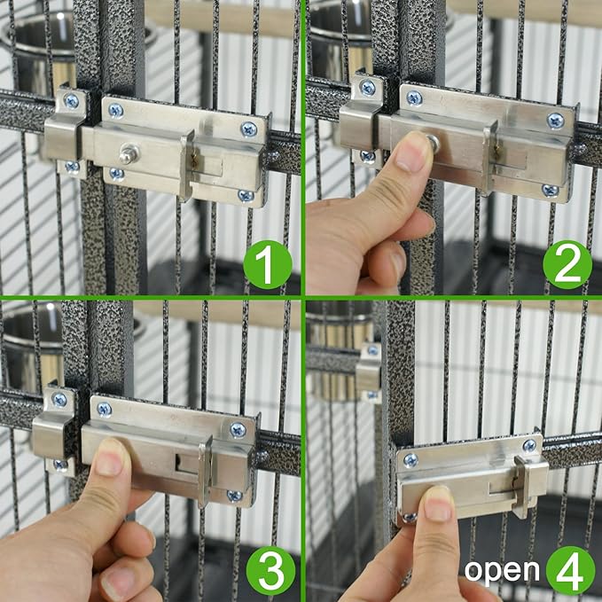 68 inch Iron Bird Cage, Play Top Parrot Cage with Rolling Stand for Parrot Cockatiels Parakeet Cage Macaw Finch Cockatoo Perch Pet House, Black