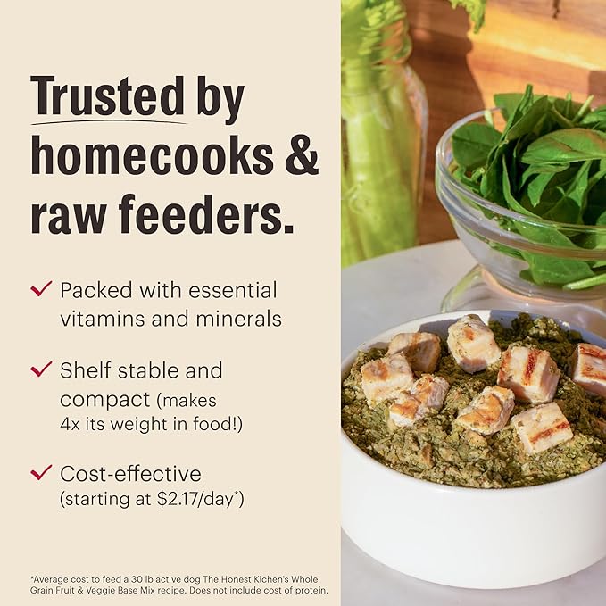 The Honest Kitchen Human Grade Dehydrated Dog Food, Grain Free Veggie, Nut & Seed Base Mix for Dogs - 7lb (Makes 12;bs)