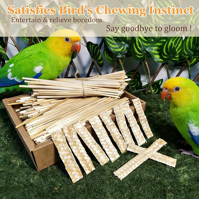 Hamiledyi Natural Bird Toys Foraging Parrot Shredding Toys Wheat Straw Chewing Toy for Cockatiel Lovebird Parakeet Budgie Small-Medium Birds (100 Pieces)