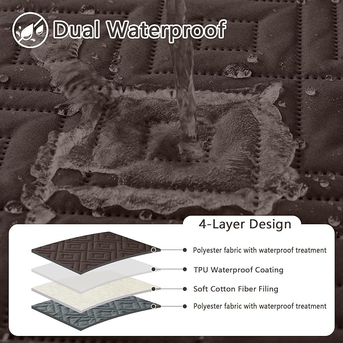 hyha Waterproof Dog Blanket, Soft Pet Bed Blankets, Waterproof Sofa Couch Cover for Dogs Washable, Reversible Pet Couch Covers for Sofa Furniture (40x50 Inch, Chocolate/Dark Grey)