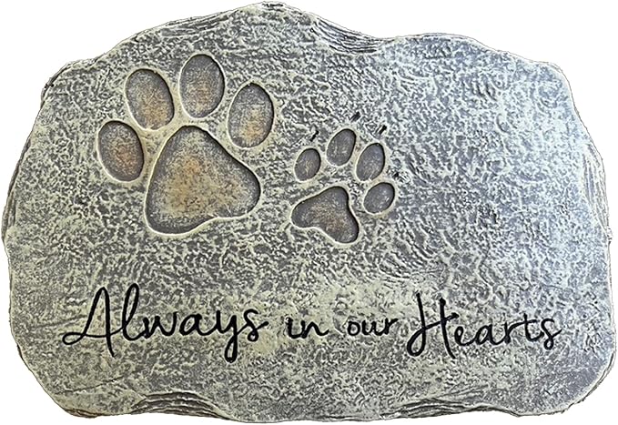 Lily's Home Pet Memorial Stone - Cat or Dog Grave Marker - Durable Waterproof Garden Memorial Stone for Indoor and Outdoor Use - Sympathy Gift for Pet Loss - Paw