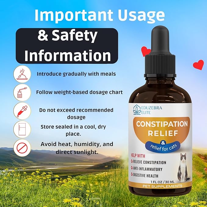Cat Constipation Relief, Constipation Relief for Cat, Cat Laxative Constipation Relief, Cat Stool Softener, Cat Laxative, Promotes Digestive Health.