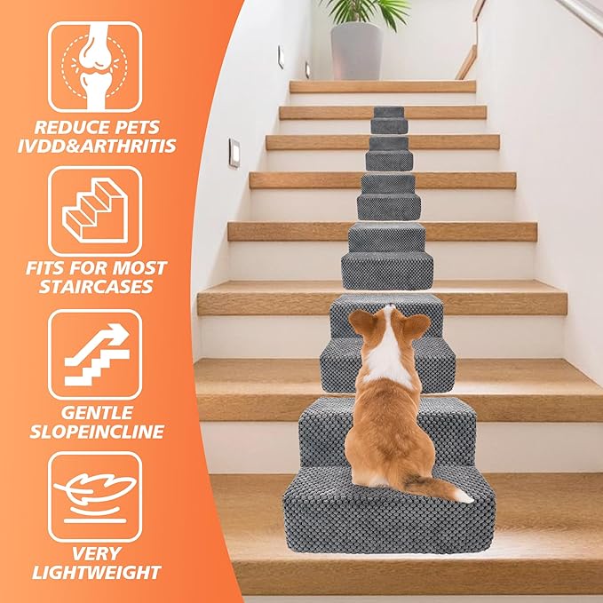 6 Packs 2-Step Dog Ramp for Stairs with High-Density 50D Foam Non-Slip Pet Steps Safer Than Traditional Ramps Supportive Dog Stairs for Small Dogs, Cats, Senior or Injured Pets