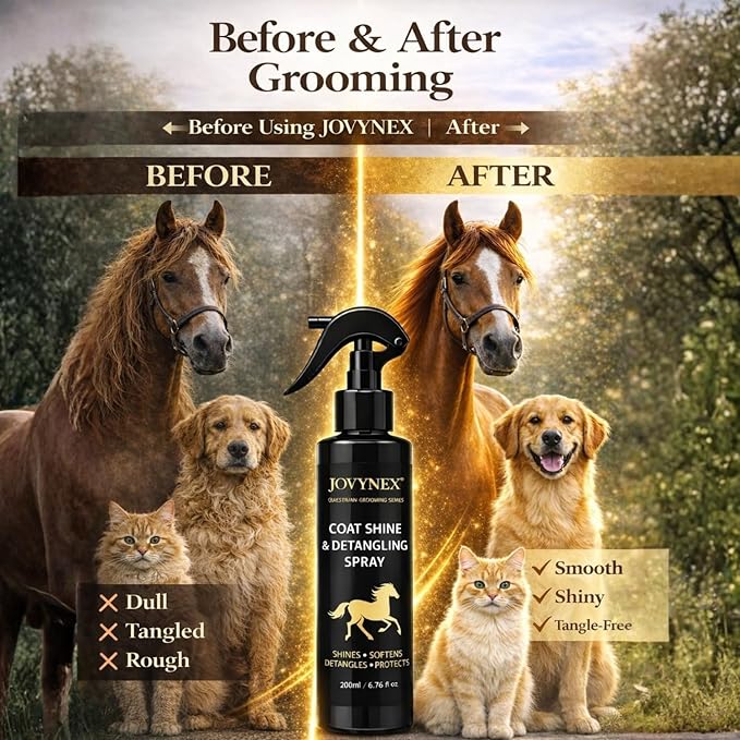 Pet Detangler Oil Spray: 6.76 Oz Mane & Tail Leave-in Conditioning Oil for Horse, Dog & Cat - Natural Fruit Scented, Unknots Tangles, Frizz Control & Long-Lasting Radiant Shine