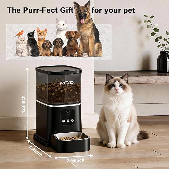 Automatic Cat Feeder with 400W Camera,2.4G Auto Dog Feeder w Night Vision,Pet Feeder w2-Way Audio,Timed Cat Feeders for Dry Food,Dogs Food Dispenser w APP Control 5L
